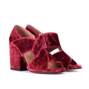 Dries Van Noten Red Velvet Sandals